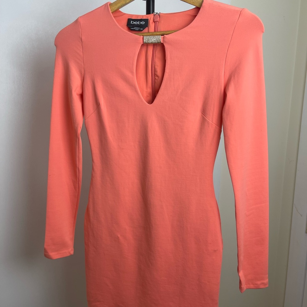 Bebe Coral Long Sleeve Dress